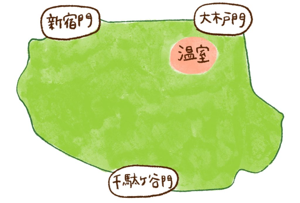 新宿御苑の手描きマップ